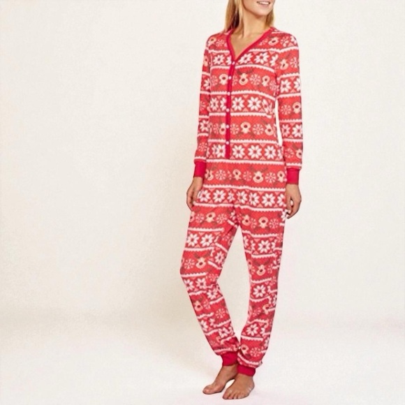 Secret Treasures Christmas Plush Onesie Union Suit Pajamas L (12–14) NWOT 🎄❄️ - Picture 2 of 13